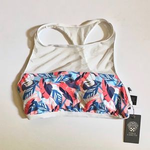 Vince Camuto pink, red, blue, and white swim top. New with tags.